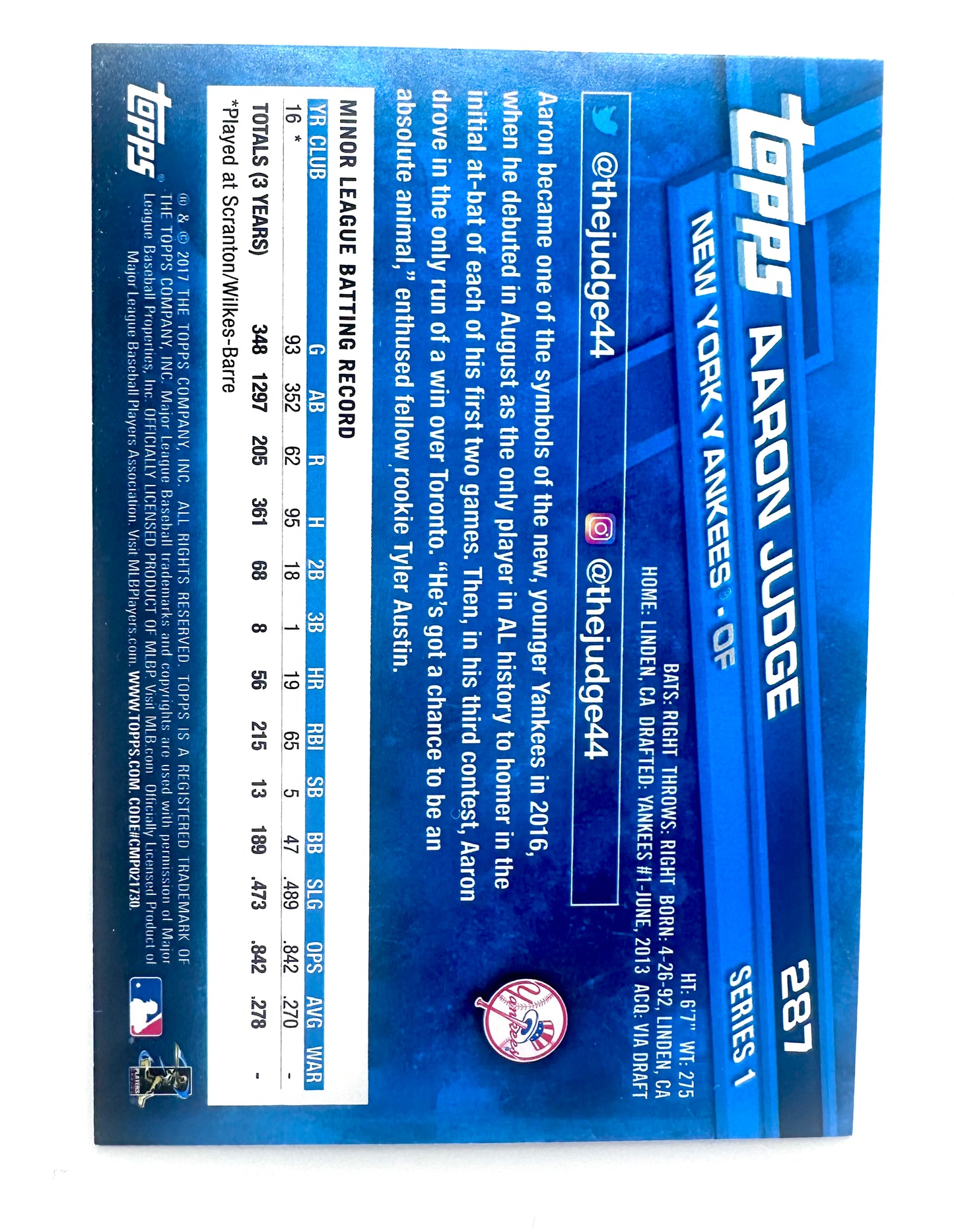 2017 Topps Series 1 Aaron Judge RC