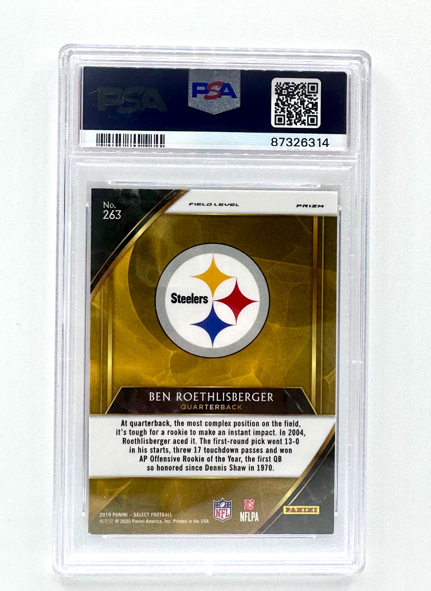 2019 Panini Select Football PSA 9 Ben Roethlisberger Silver Prizm Field Level